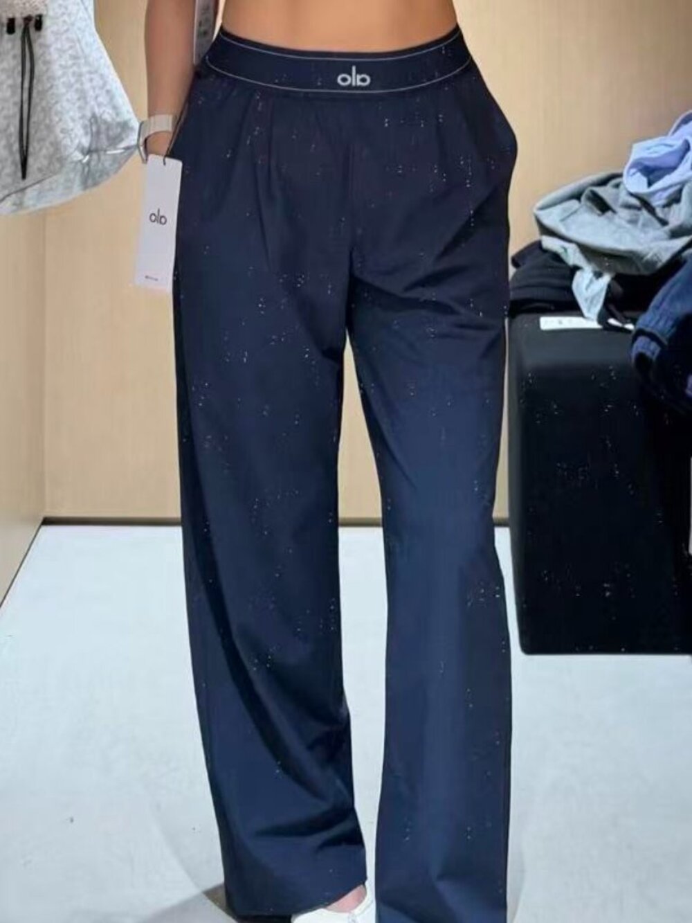 NWT ALO Yoga👮‍♀️💙Suit Up Pants Navy Blue High Waisted Wide Leg Long Leg Look